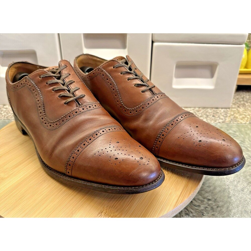 Charles Tyrwhitt Men's 13F UK/ 14 US Oxford Dress Shoes Brougue Cap Toe Brown
